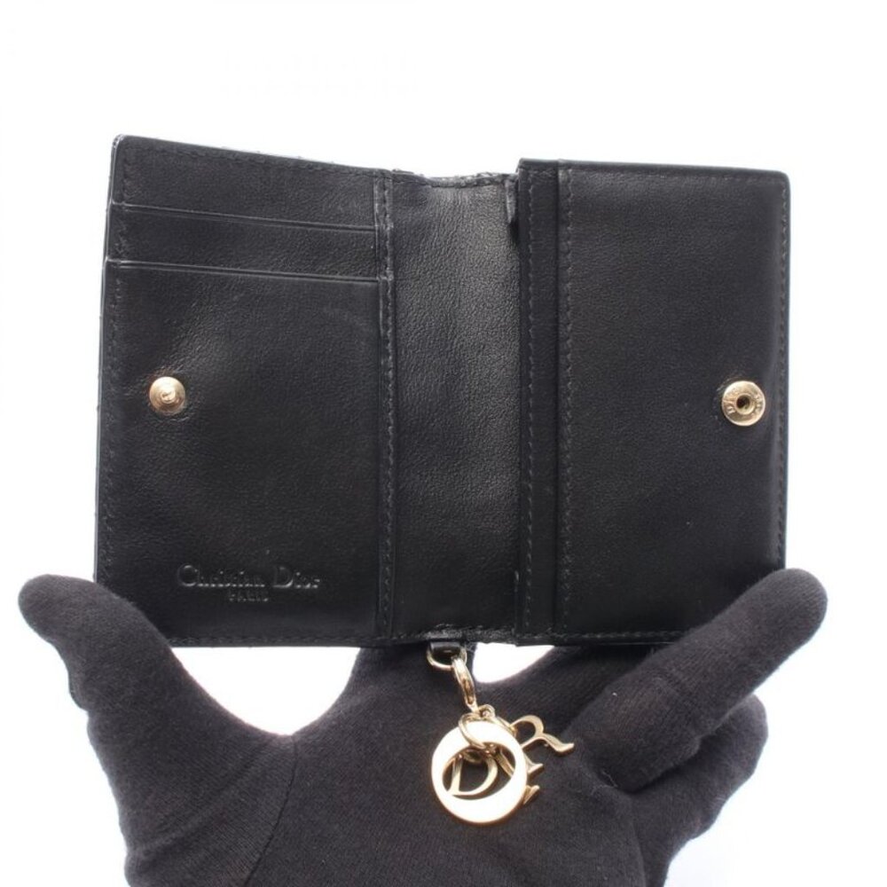 Dior Card Case Lady Dior Cannage Black Patent Leather Handbag - Picture 3 of 8